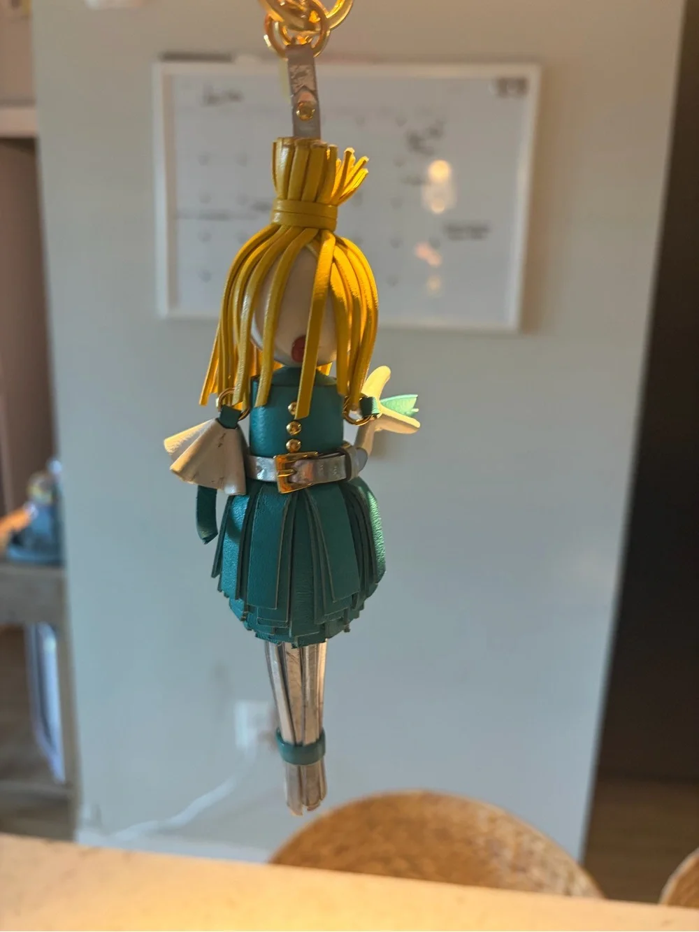 Prada Yellow and Teal Leather Doll Keychain